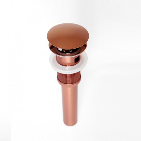 Drain for ceramic bassin with overflow, rose golden finish