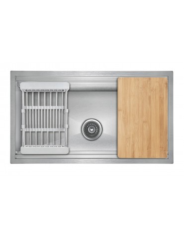 Galaxie 30x18 Inch Kitchen Sink with Cutting Board and Strainer
