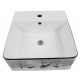 Kali, rectangle porcelain sink with glossy white finish, glossy black border and graphics