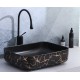 Volva, square porcelain sink with matt black finish and golden marbling