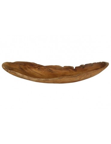 Long organic bowl made of teak wood