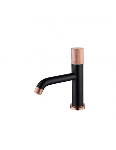 Mateo, matte black and rose gold basin faucet