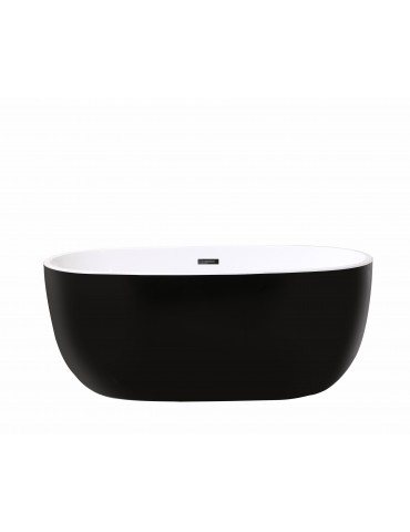 Fuxi 59“ Glossy White and Black, Freestanding bathtub